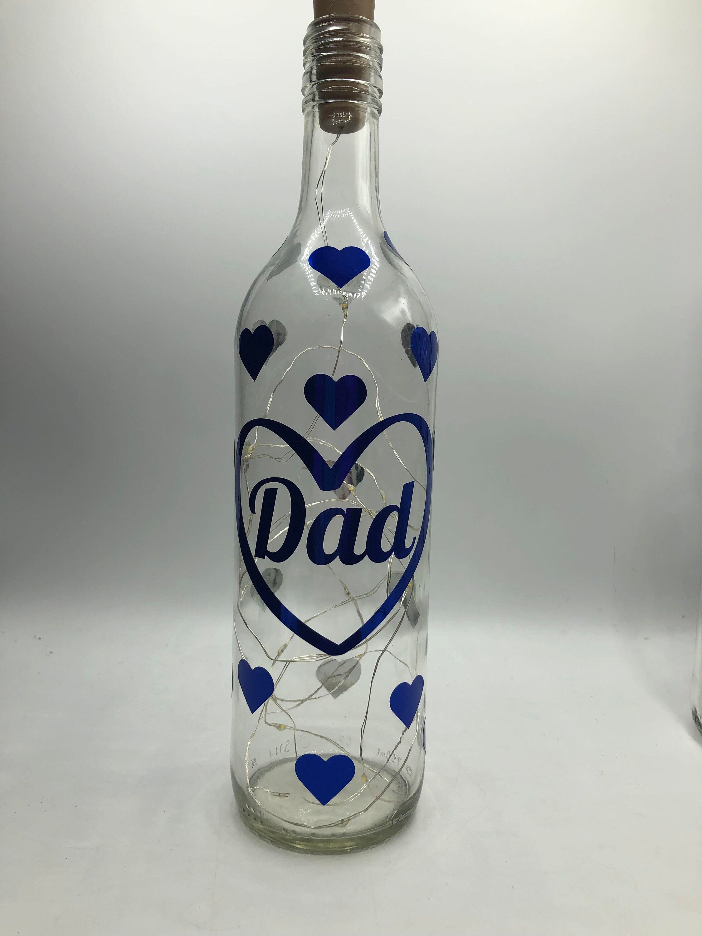 Dad Hearts LED Light Up Glass Bottle / Gift for Dad for Fathers Day / Fathers Day Gift / Gift for Dad's Birthday / Dad Christmas Gift / Dad