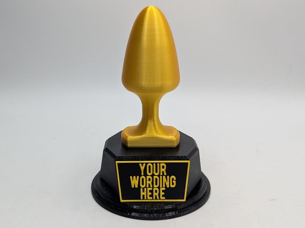 Personalised Butt Plug Trophy, Bum Plug Trophy, Bottom Award, Funny Bottom Trophy, Custom Trophy, Golden Butt Plug Award, Novelty Butt Plug