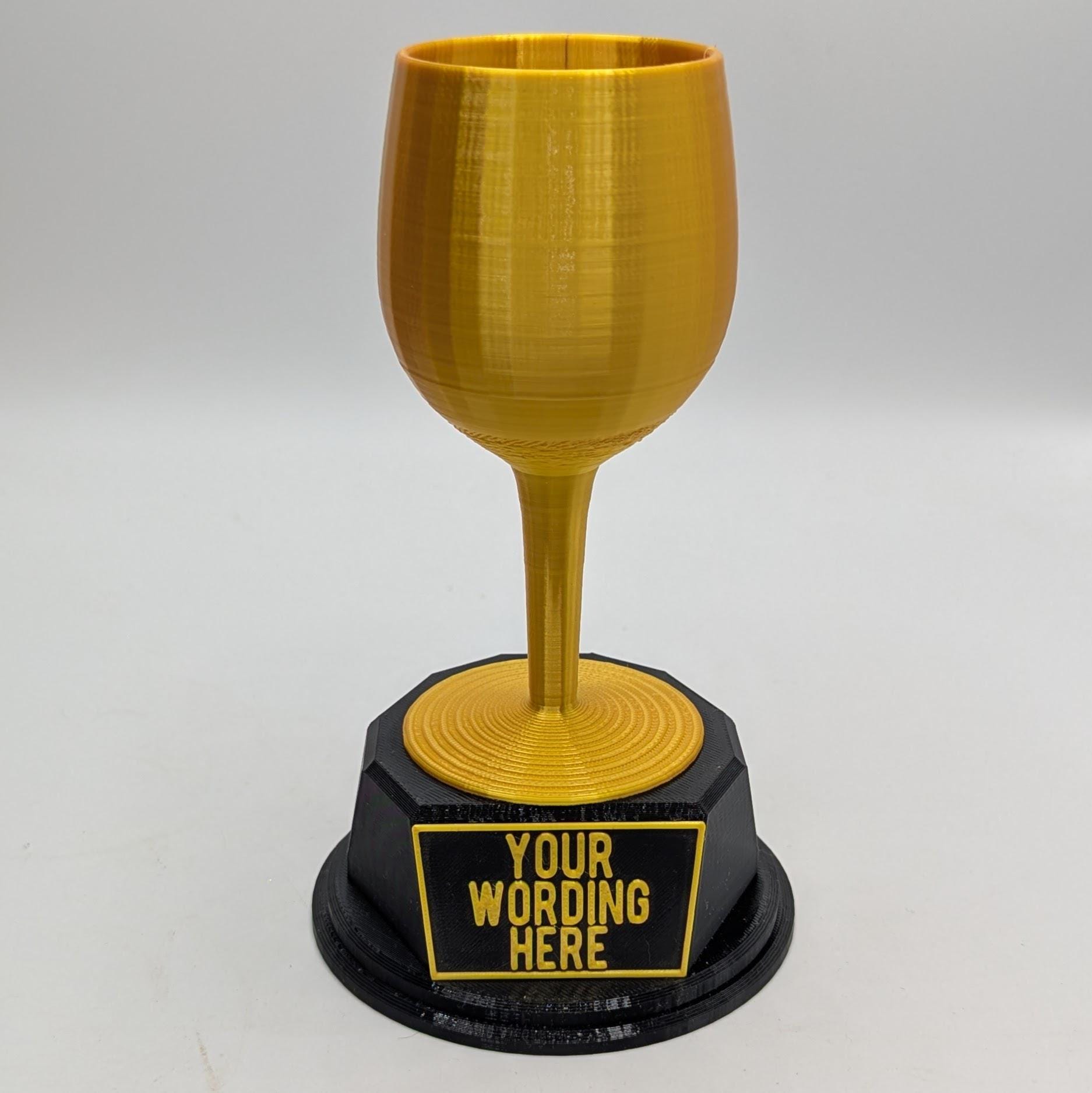 Personalised Wine Glass Trophy, Best Wine Trophy, Wine Lover Trophy, Novelty Office Trophy, Biggest Drinker Award, Custom Trophy Wine Award