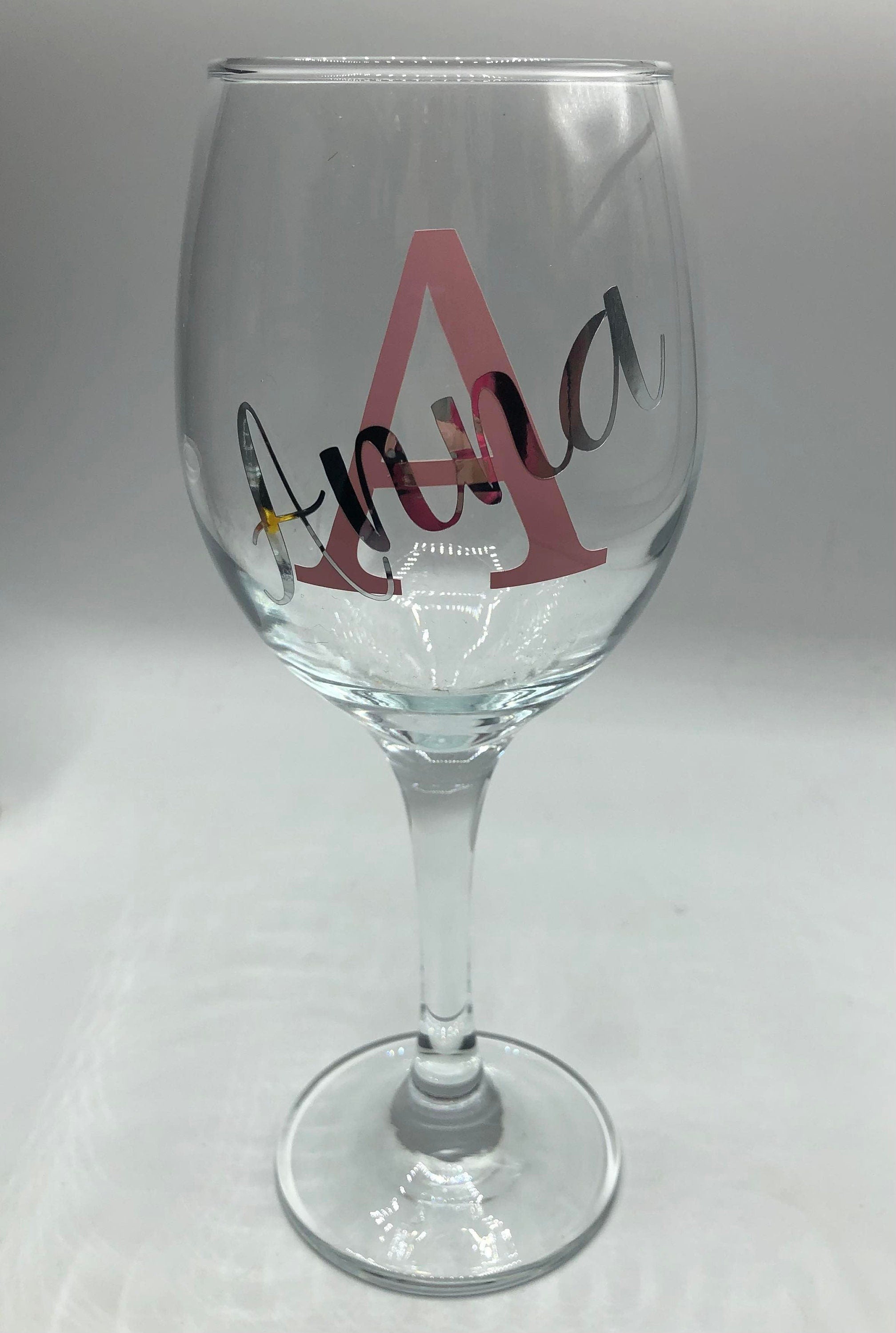 Personalised Glass Initial & Name / Name Glass/Initial, Birthday Gift, Valentines Day Gift, Christmas Gift,  Mothers Day Gift, Teacher Gift