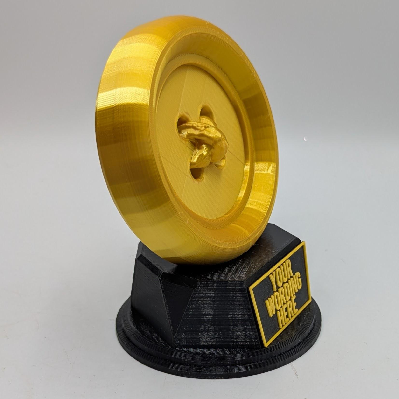 Personalised Clothes Button Trophy, Sewing Award, Custom Trophy, Sewing Lover, Button Award Gift, Button Trophy Gift, Button, Office Trophy