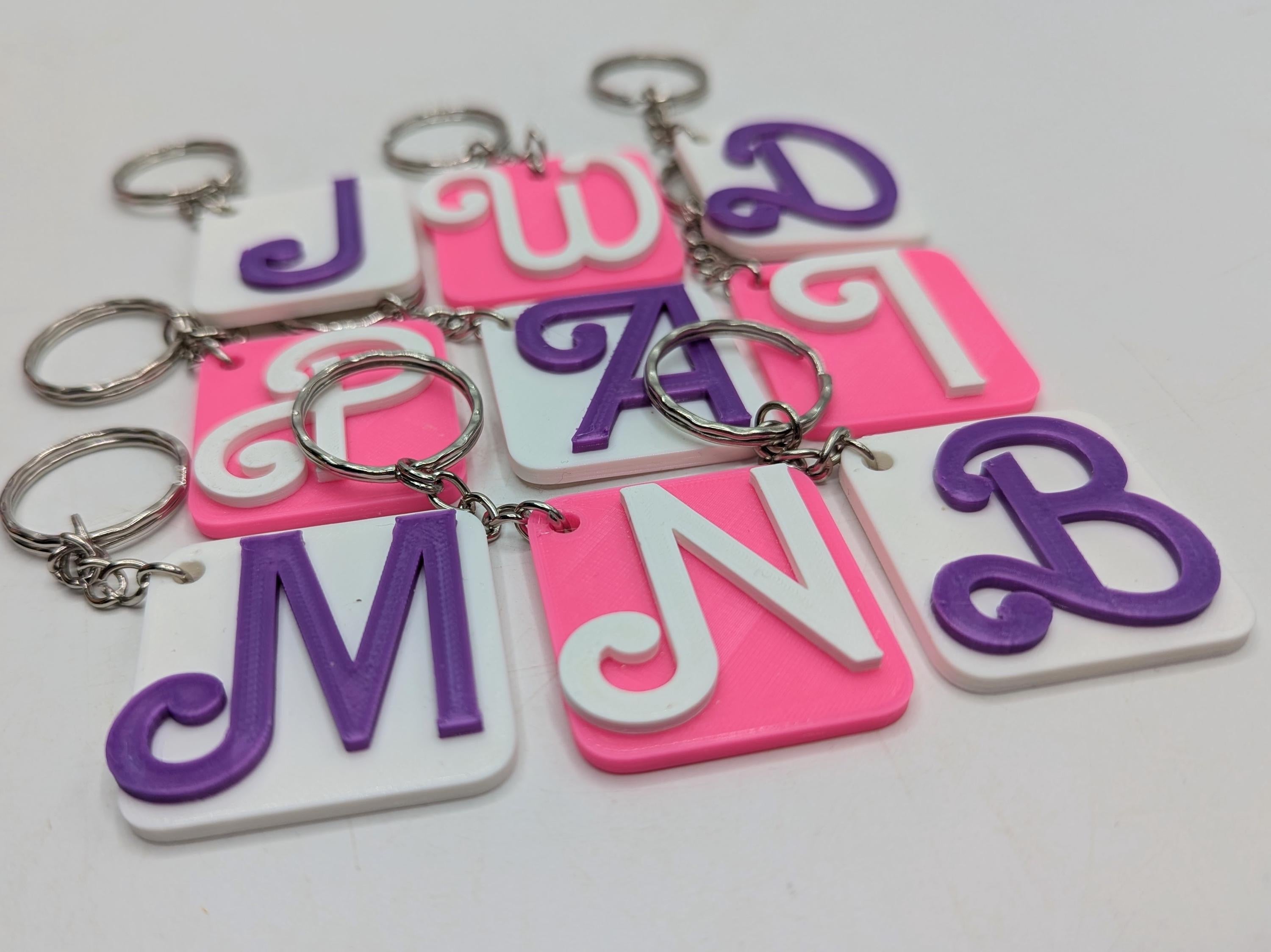 Large Initial Letter Keyrings, Alphabet Keyring, Letter Bag Tag, Initial Bag Charm, Party Bag Gift, Under 5 Pound, 2 Colour Initial Keyring