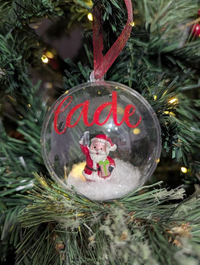 Personalised Santa Bauble, Christmas Bauble, First Christmas, Personalised Tree Decoration, Custom Bauble, Christmas Gift, Father Christmas
