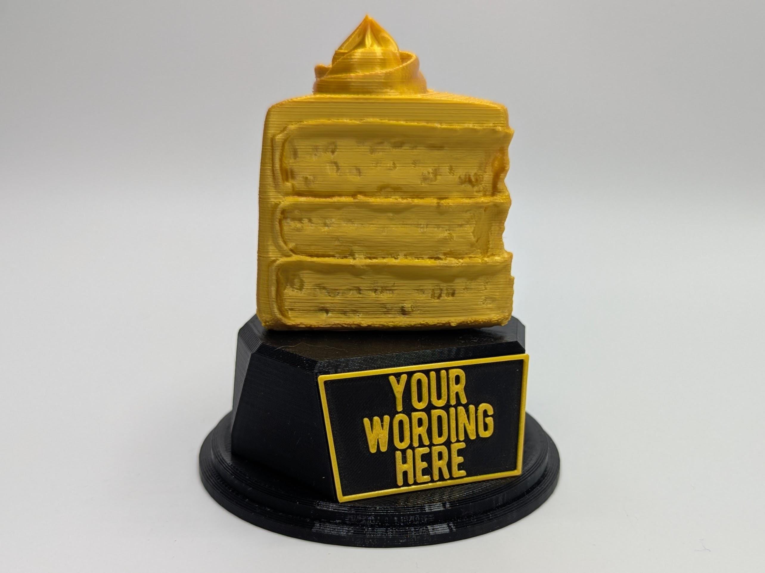 Personalised Cake Trophy, Cake Lover Trophy, Cake Award Trophy, Baking Trophy, Best Cake Maker, Baking Competition Award, Star Baker Cake