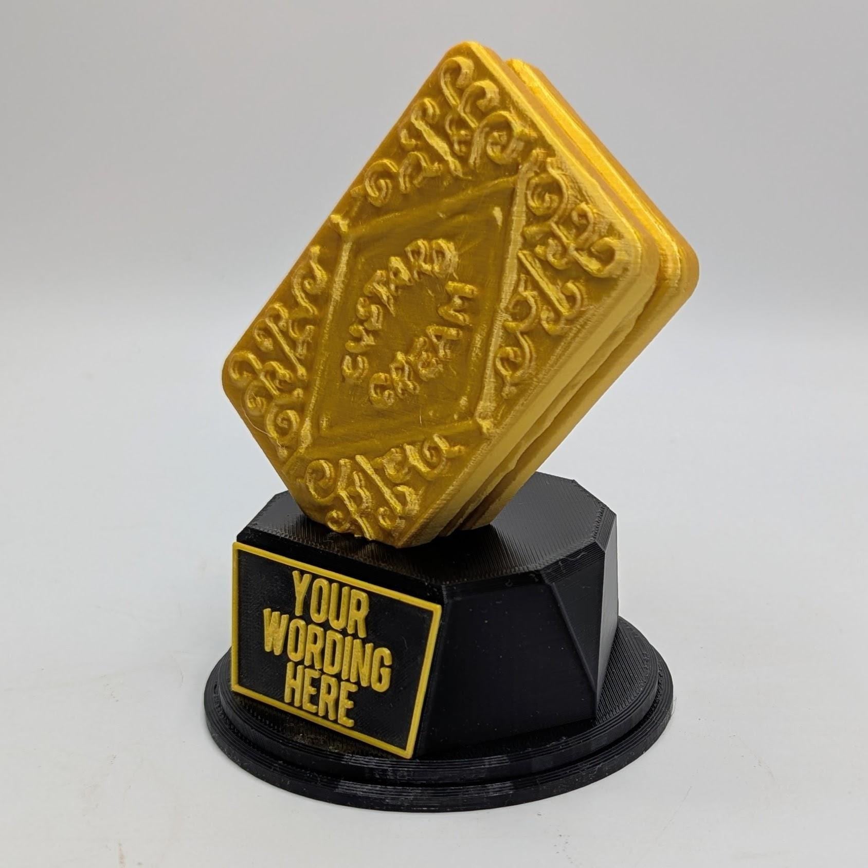 Personalised Custard Cream Trophy, Biscuit Fun Trophy, Custard Cream Lover Gift, Custard Cream Award,  Biscuit Lover Gift, Custom Trophy