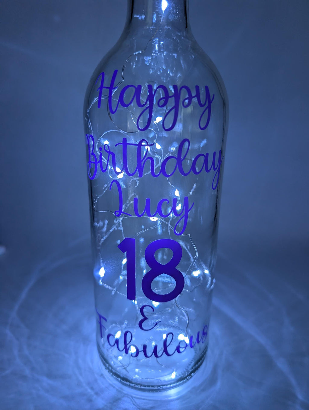 Personalised 18th Light up Bottle, Milestone Birthday, 18th Birthday, 18th Birthday Present, Mileston Gift For Her, 18th Keepsake Gift