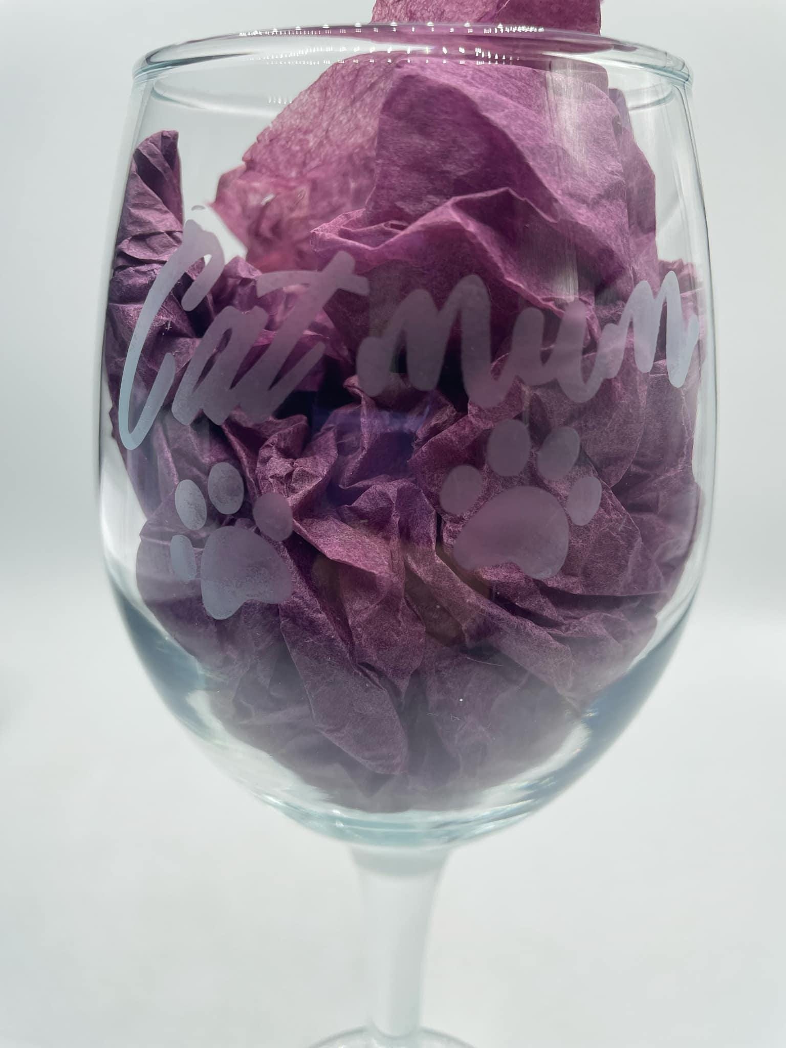 Etched Cat Mum Glass, Cat Mum Gin/Wine/Latte/Prosecco Glass, Mother's Day Gift, Mum  Cat Gift, Cat Mam Glass, Christmas Gift, Cat Mom Glass