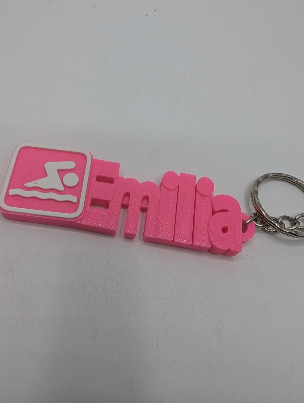 Swimming Bag Chunky Name Keyring, Swimming Bag Tag, Gift for a Swimmer, Swimming Keyring Gift, Under 5 Pound, Ready to Post Swimming Keyring