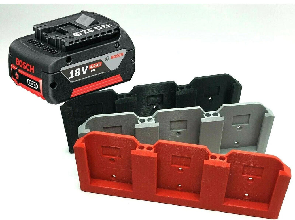 Triple Wall Shelf Mount for BOSCH 18V BATTERIES / Bosch 18v Battery Holder / Bosch 18v Battery Mount / Mount for Shed Van Workshop 4Ah 5Ah