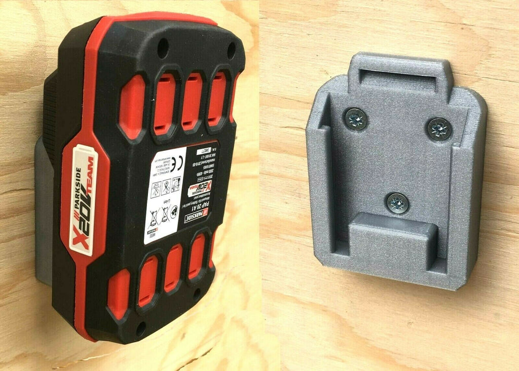 Parkside X 20V Battery Wall / Undershelf Mount Holder for Workshop / Van (Qty:1) , Tool Holder, Parkside Battery