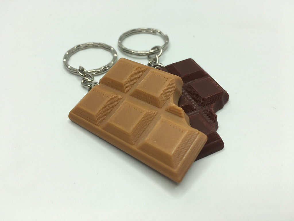 Chocolate Bar Style Keyring / Chocoholic Keyring / Chocolate Lovers Gift / Chocolate Bar Bite Taken Out / Imitation Chocolate Bar Keyring