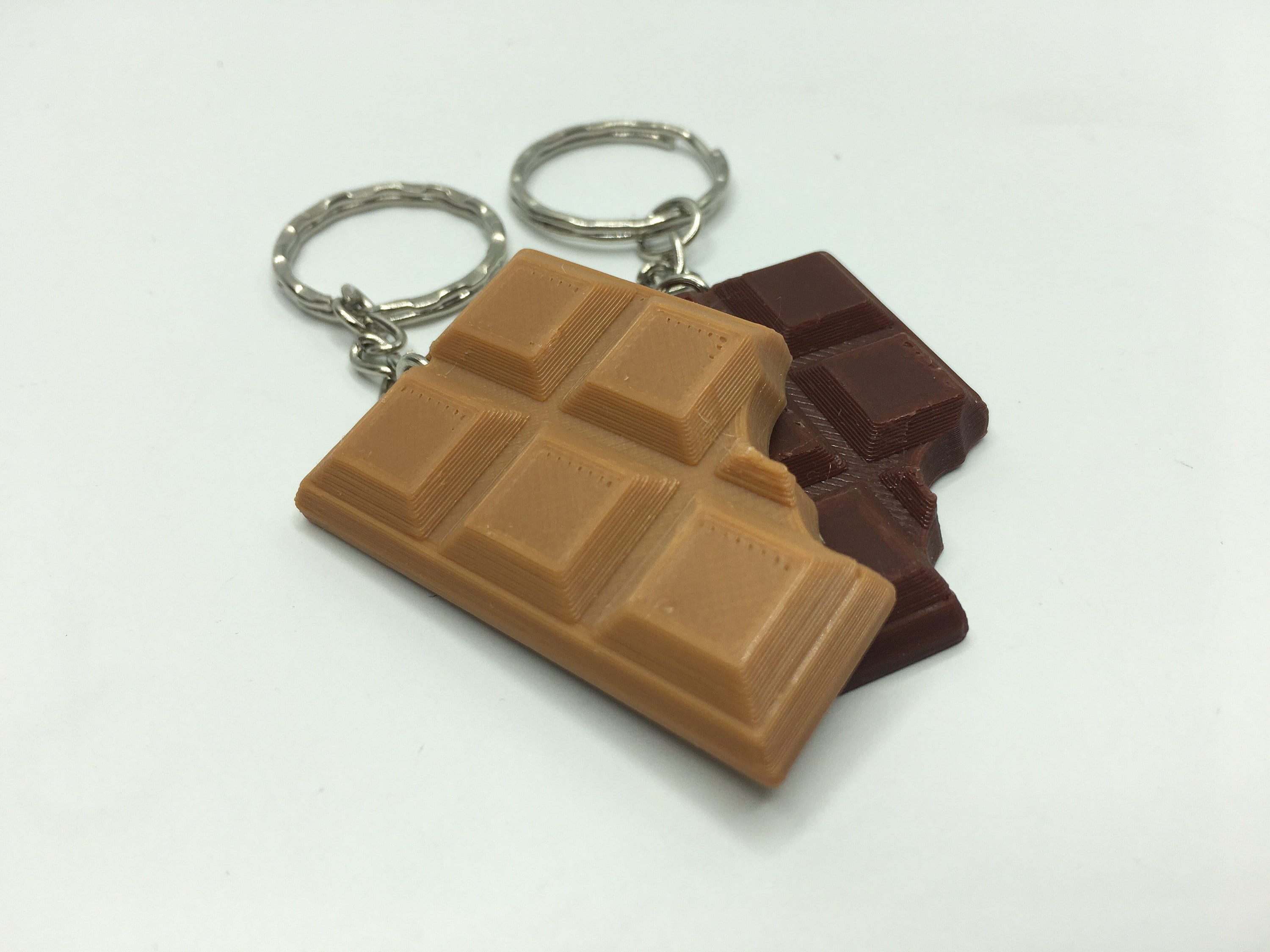 Chocolate Bar Style Keyring / Chocoholic Keyring / Chocolate Lovers Gift / Chocolate Bar Bite Taken Out / Imitation Chocolate Bar Keyring