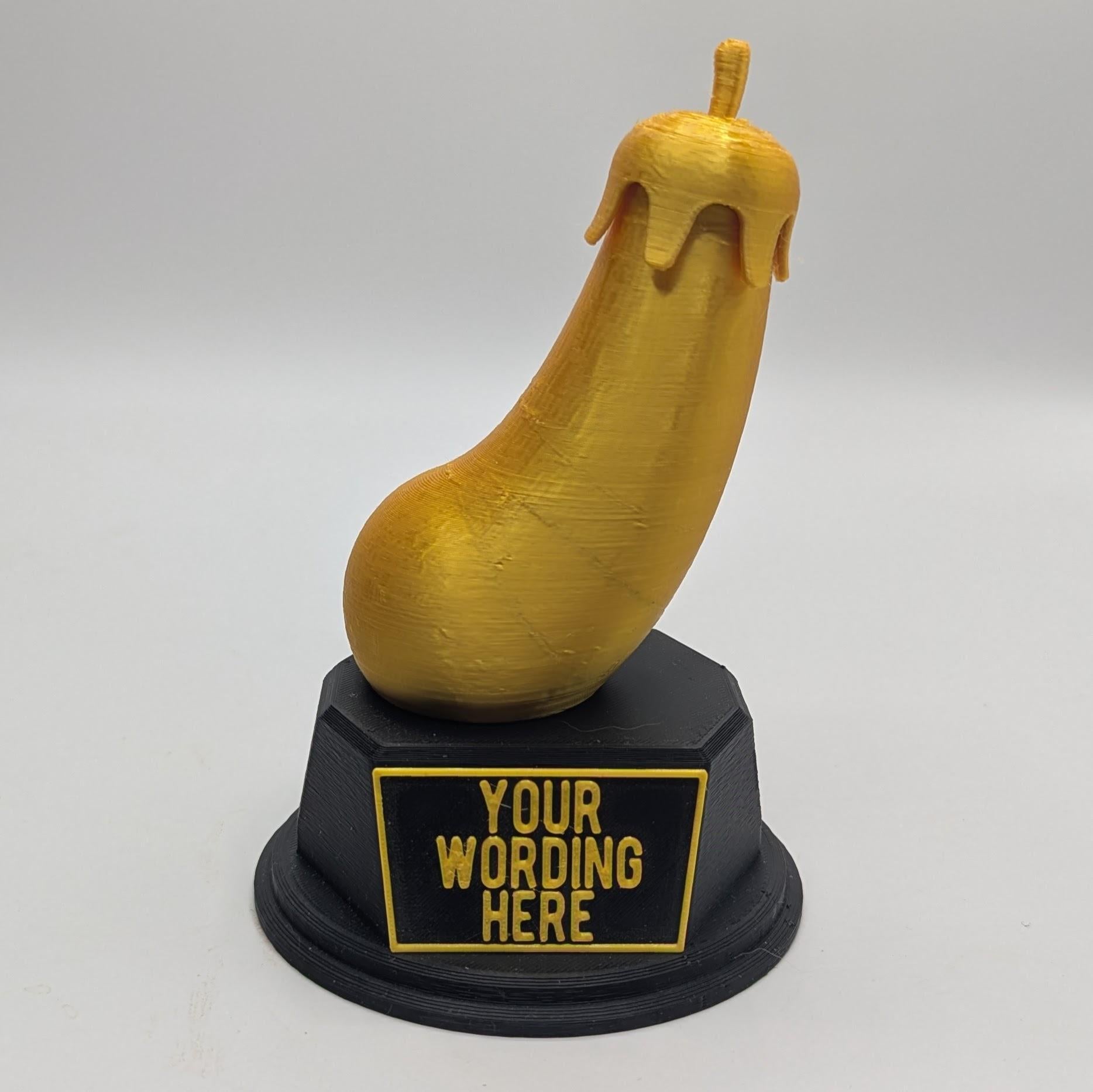 Personalised Aubergine Trophy, Aubergine Shape Gift, Aubergine Award, Egg Plant Trophy, Joke Penis Award, Egg Plant Award, Custom Trophy