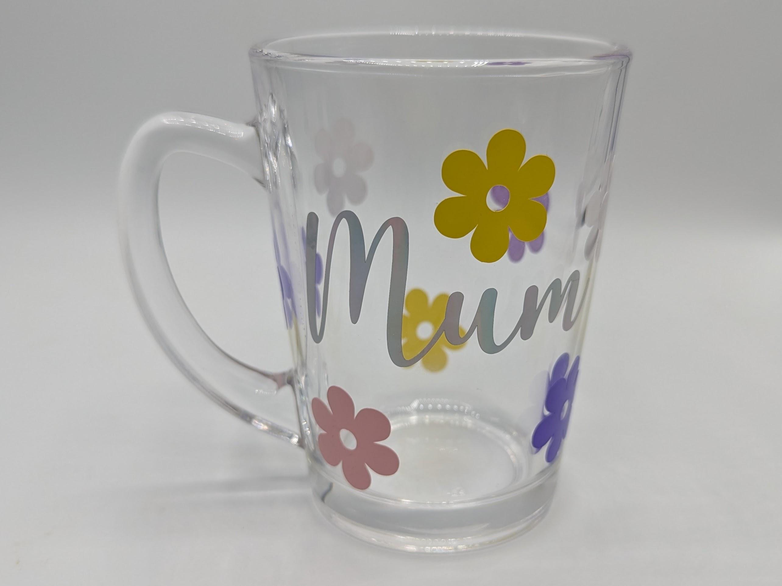 Personalised Flowers Mug, Named Glass Gift, Mother's Day Gift, Present For Her, Daisy Flower Mug, Floral Mug, Custom Daisy Mug Gift
