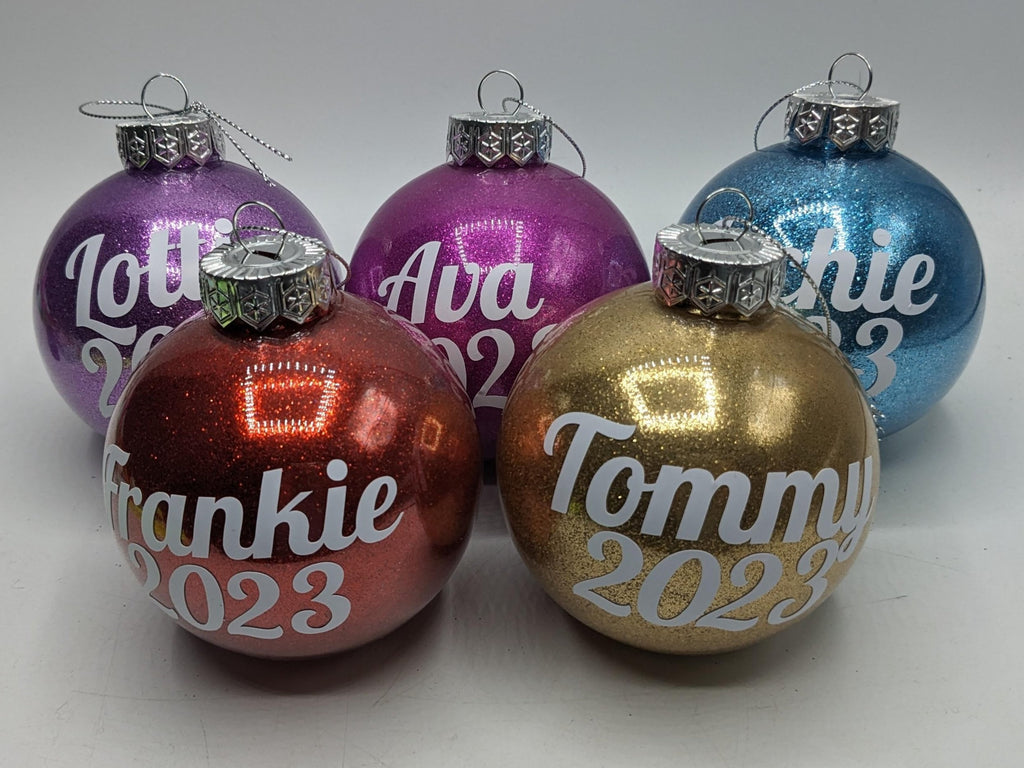 Personalised Glitter Bauble, Name & Date Bauble, Personalised Bauble, Tree Personalised Decor, Personalised Christmas Gift, First Christmas