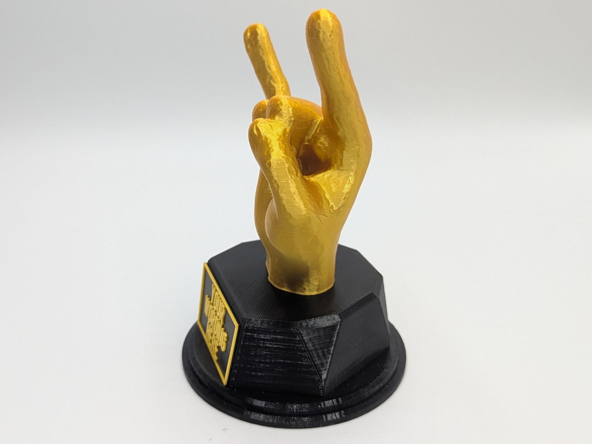 Personalised Rock Fingers Trophy, You Rock Trophy, Rock Hand Award, Custom Rock Lover Gift, Rock On Award, Rock Star Award, Rock Star Trophy