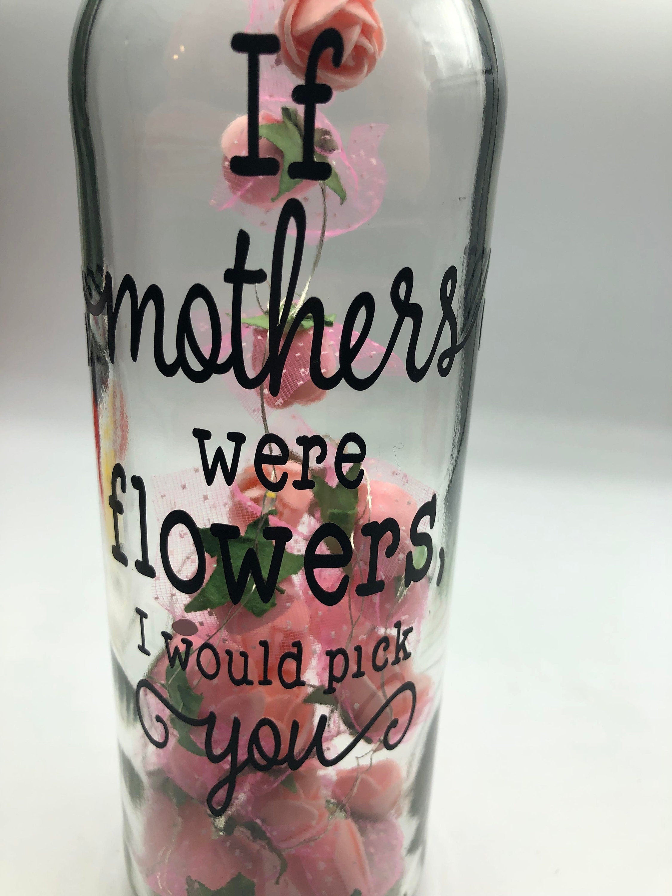 Mum Roses LED Light Up Glass Bottle, Mother's Day Gift, If Mothers were flowers Gift, Mum Christmas Gift, Gift for Mum's Birthday, Flowers