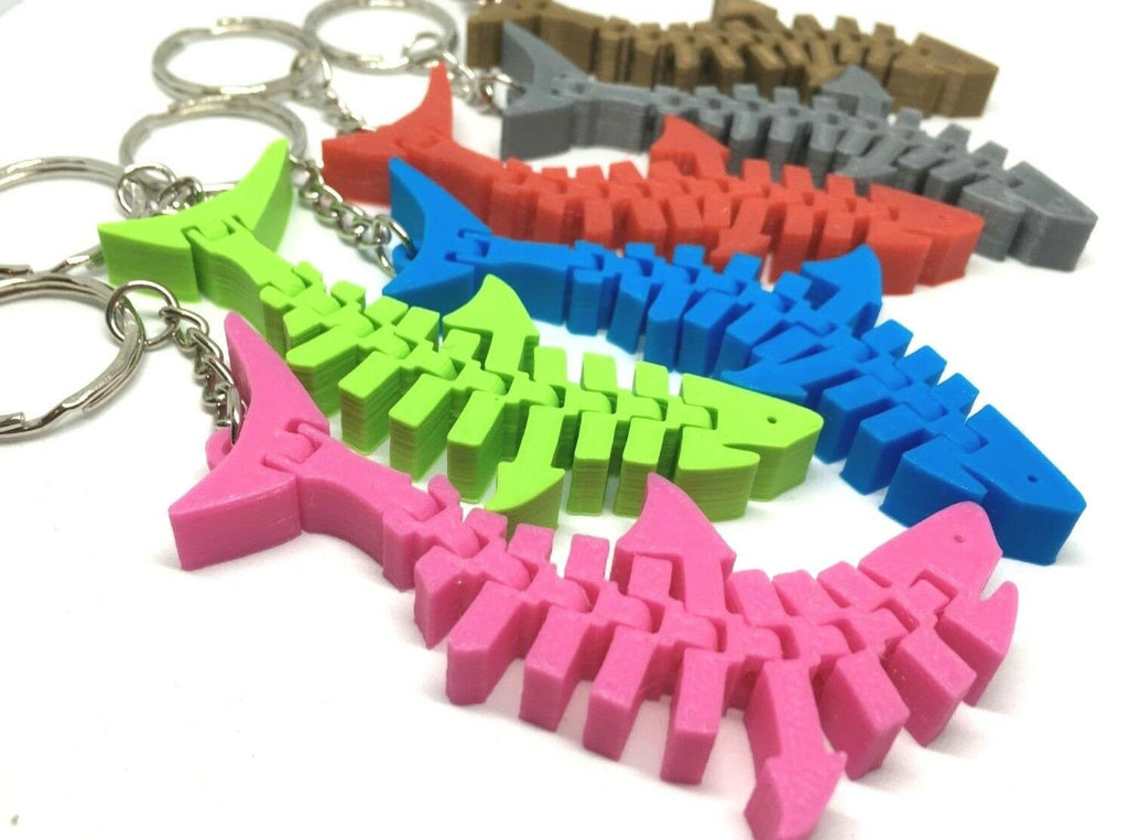 Flexible Shark Keyring / Shark Bag Tag / Coloured Shark Keyring / Shark Keyring / Sealife Keyring / Shark Lover Keyring / Articulated Shark