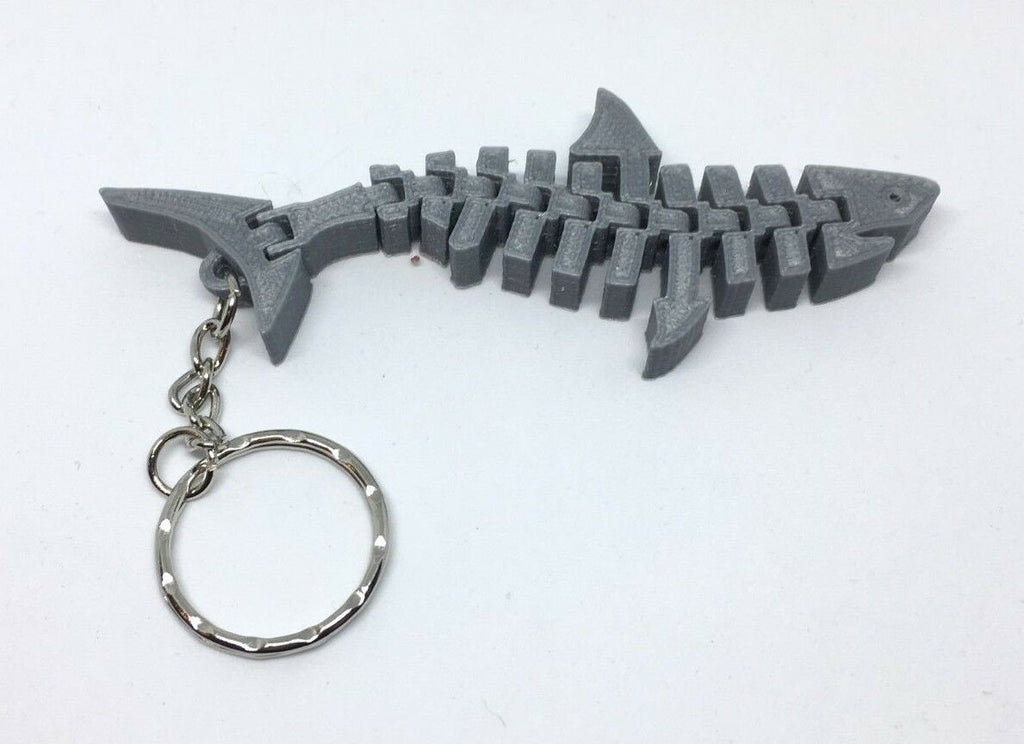 Flexible Shark Keyring / Shark Bag Tag / Coloured Shark Keyring / Shark Keyring / Sealife Keyring / Shark Lover Keyring / Articulated Shark