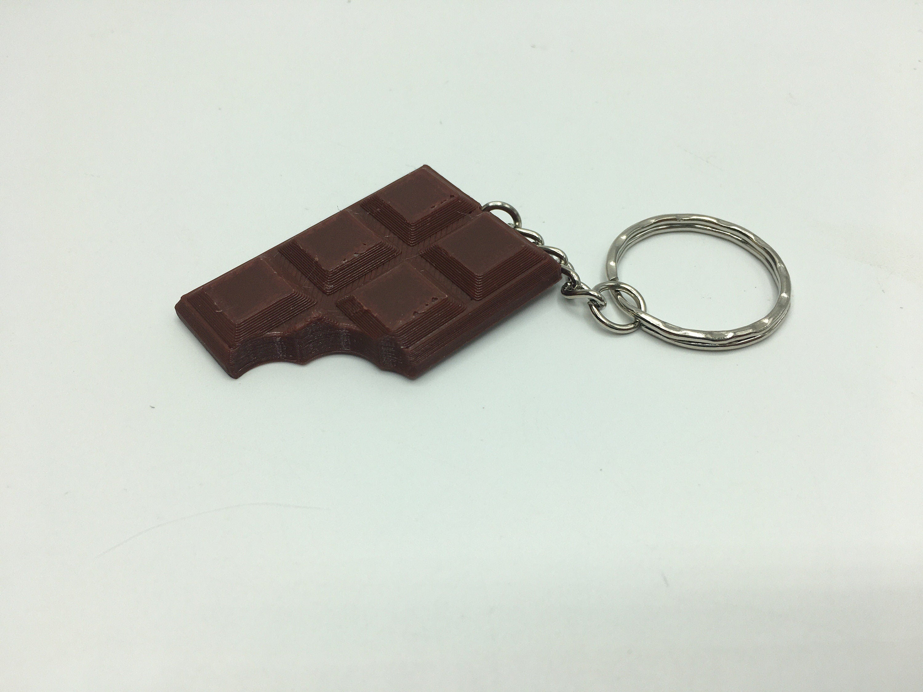 Chocolate Bar Style Keyring / Chocoholic Keyring / Chocolate Lovers Gift / Chocolate Bar Bite Taken Out / Imitation Chocolate Bar Keyring