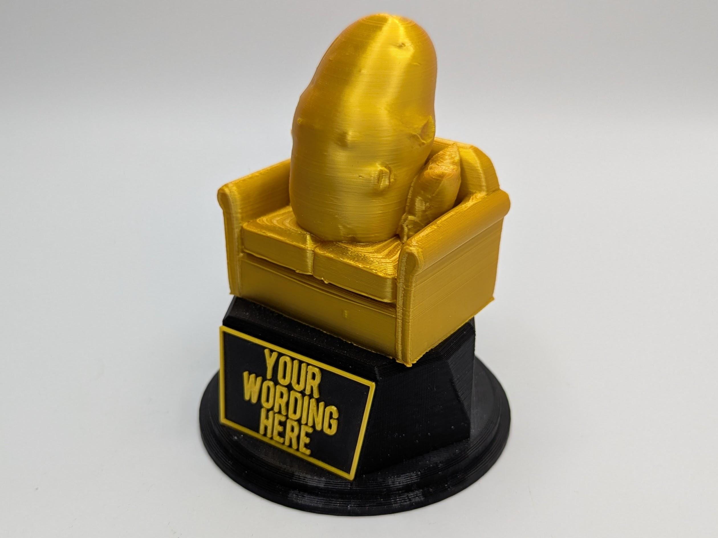 Personalised Couch Potato Trophy, Potato Trophy, Fun Office Award, Couch Potato Award,  Custom Trophy Gift, Couch Potato Gift, Potato Award