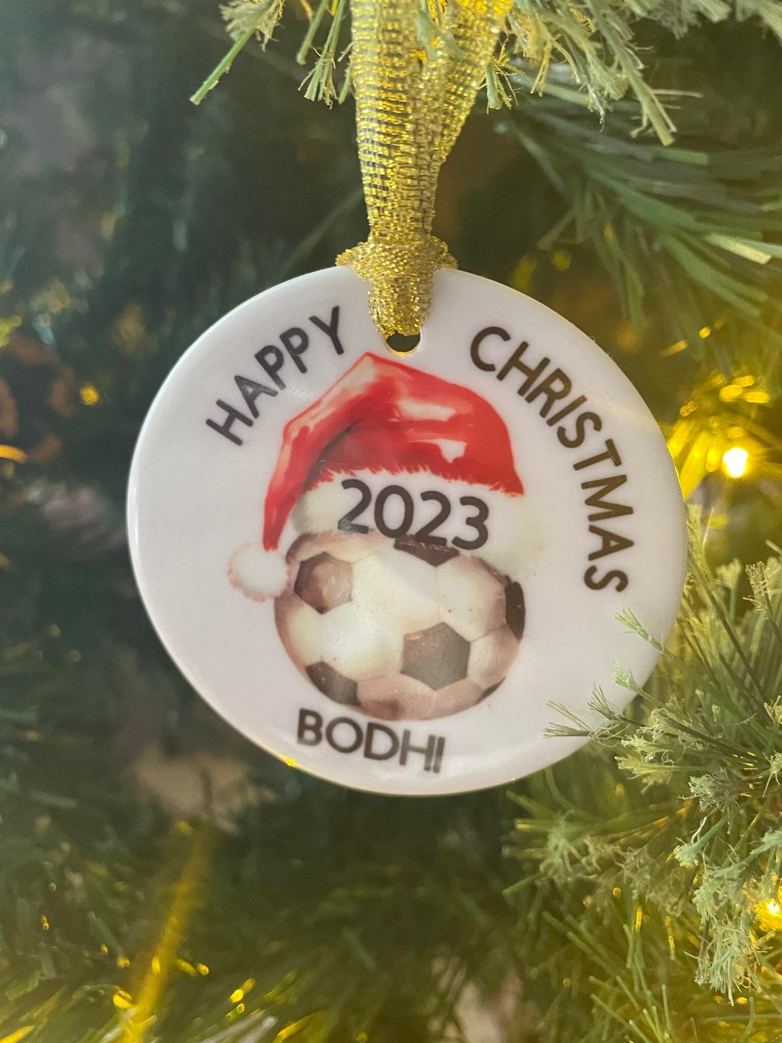 Personalised Ceramic Football Bauble, Personalised Football Ornament, Christmas Gift For Football Fan, Personalised Gift for Football Fan