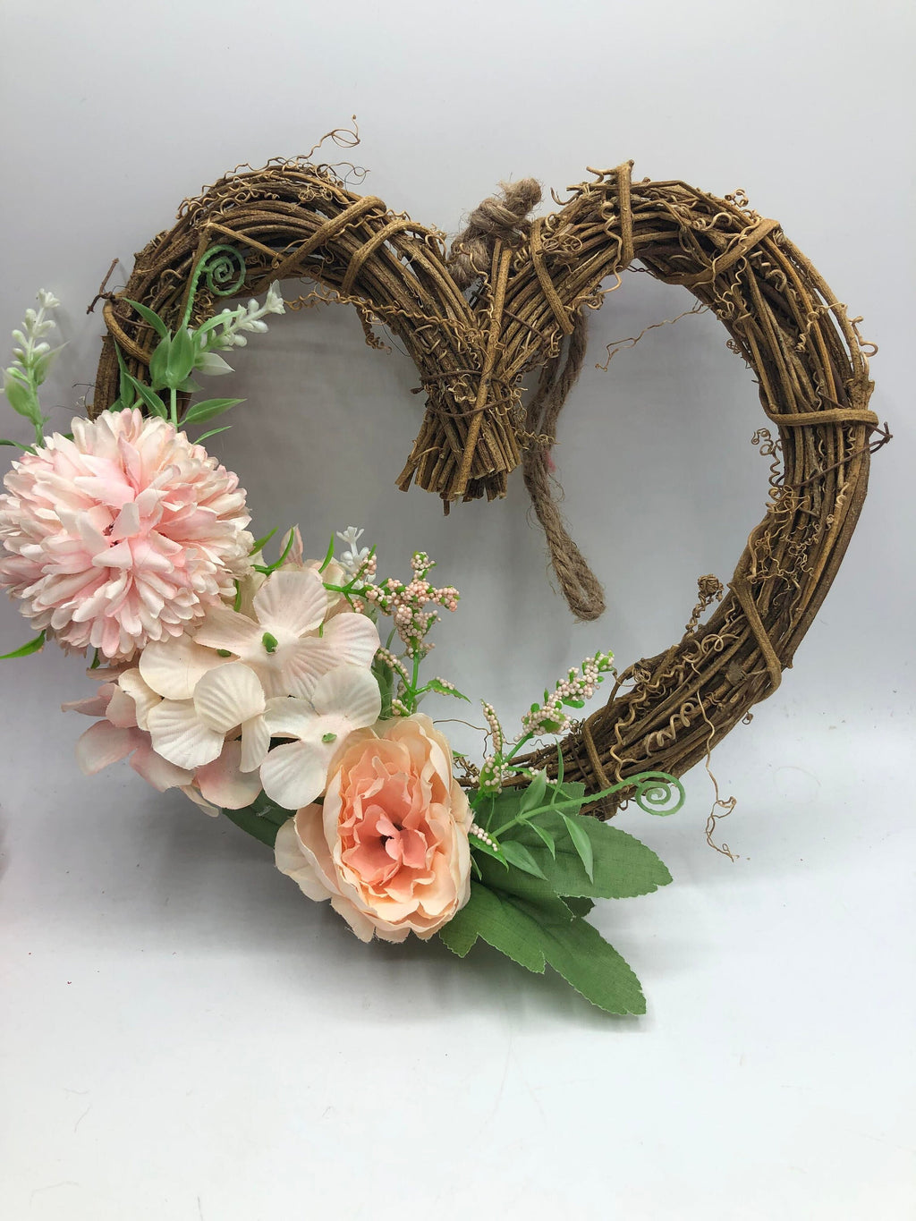 Heart Wreath Hanging Decoration, Beautiful Flower Heart Decoration, Heart Wreath, Carnation & Peony Flowers, Gift for Her, Gift for Friend