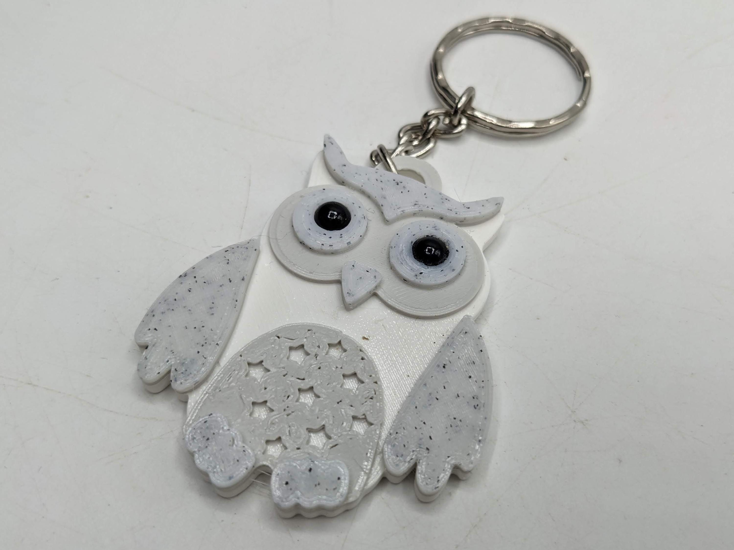 Owl Keyring / Owl Shaped Keychain / Owl Bag Tag Charm / Wildlife Keyring / Under 5 pound / Barn Owl Keychain / Snowy Owl Gift / Owl Gift
