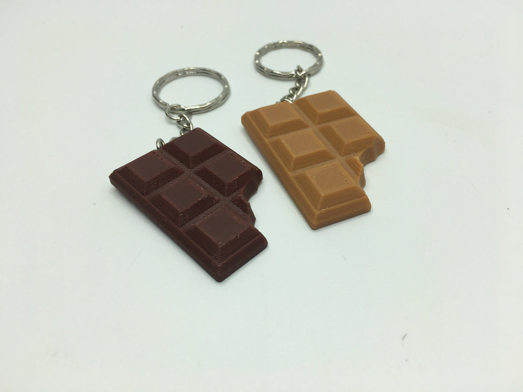 Chocolate Bar Style Keyring / Chocoholic Keyring / Chocolate Lovers Gift / Chocolate Bar Bite Taken Out / Imitation Chocolate Bar Keyring