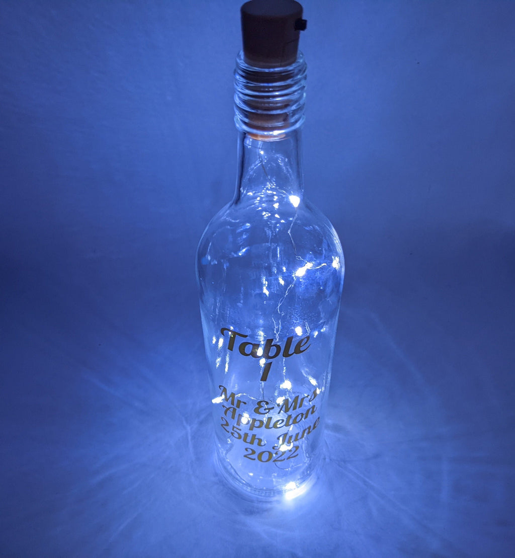 Personalised Wedding Table Bottle, Wedding Table Centrepiece, Wedding Décor, Wedding Table Decoration, Wedding Lights, Wedding Decoration