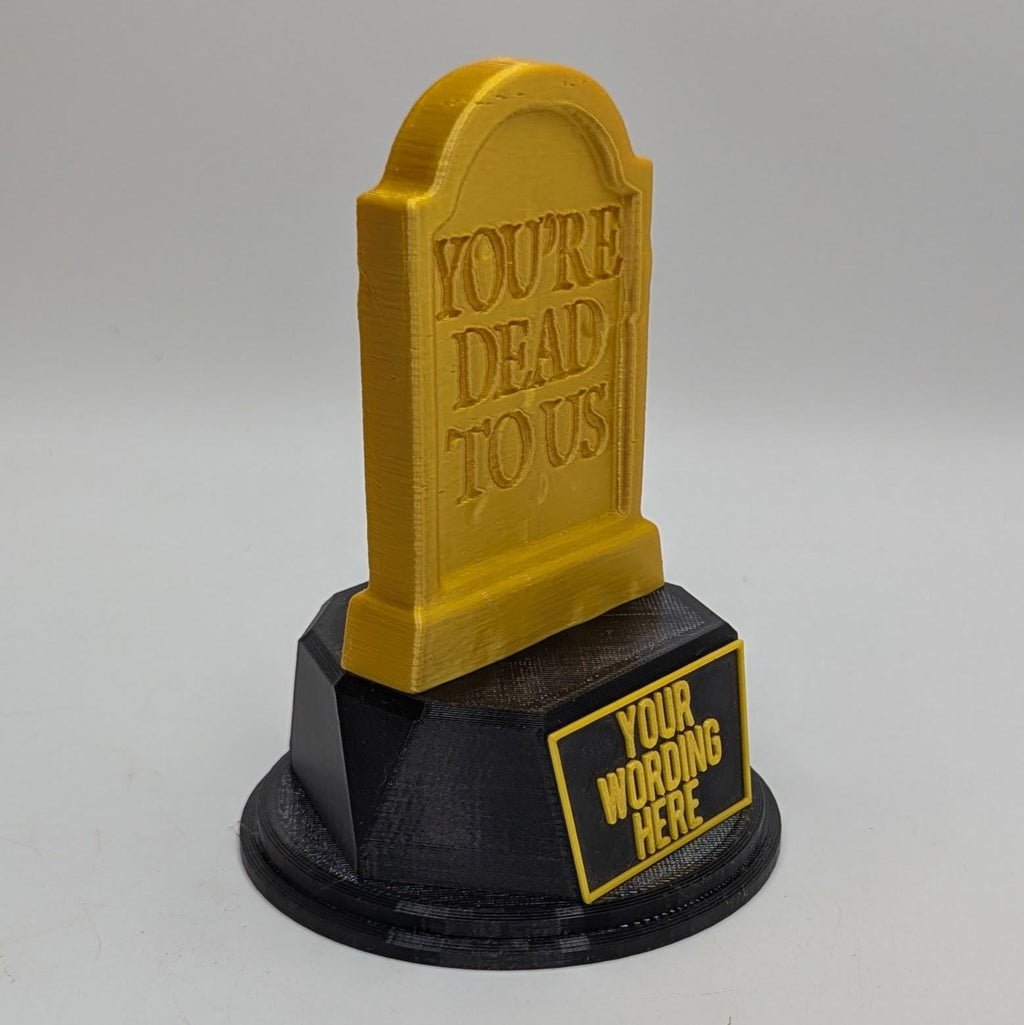 Personalised Dead To Us Trophy, Grave Stone Award Gift, Grave Stone Joke Gift, Custom Trophy Award, Novelty Dead To Us Award, Gravestone