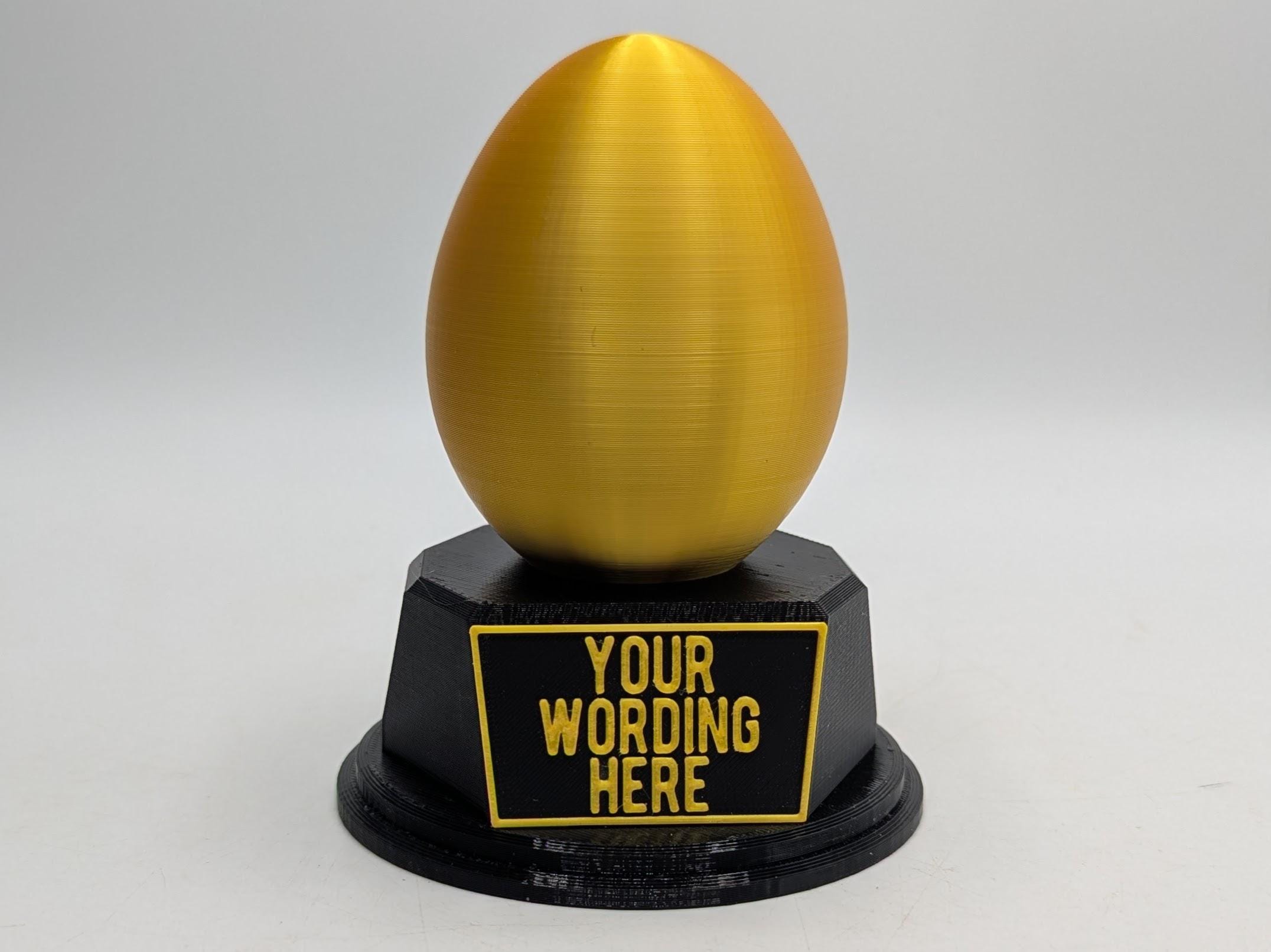 Personalised Golden Egg Trophy, Good Egg Award, Best Employee Award, Office Trophy, Custom Trophy, Golden Goose Egg Award, Eggcellence