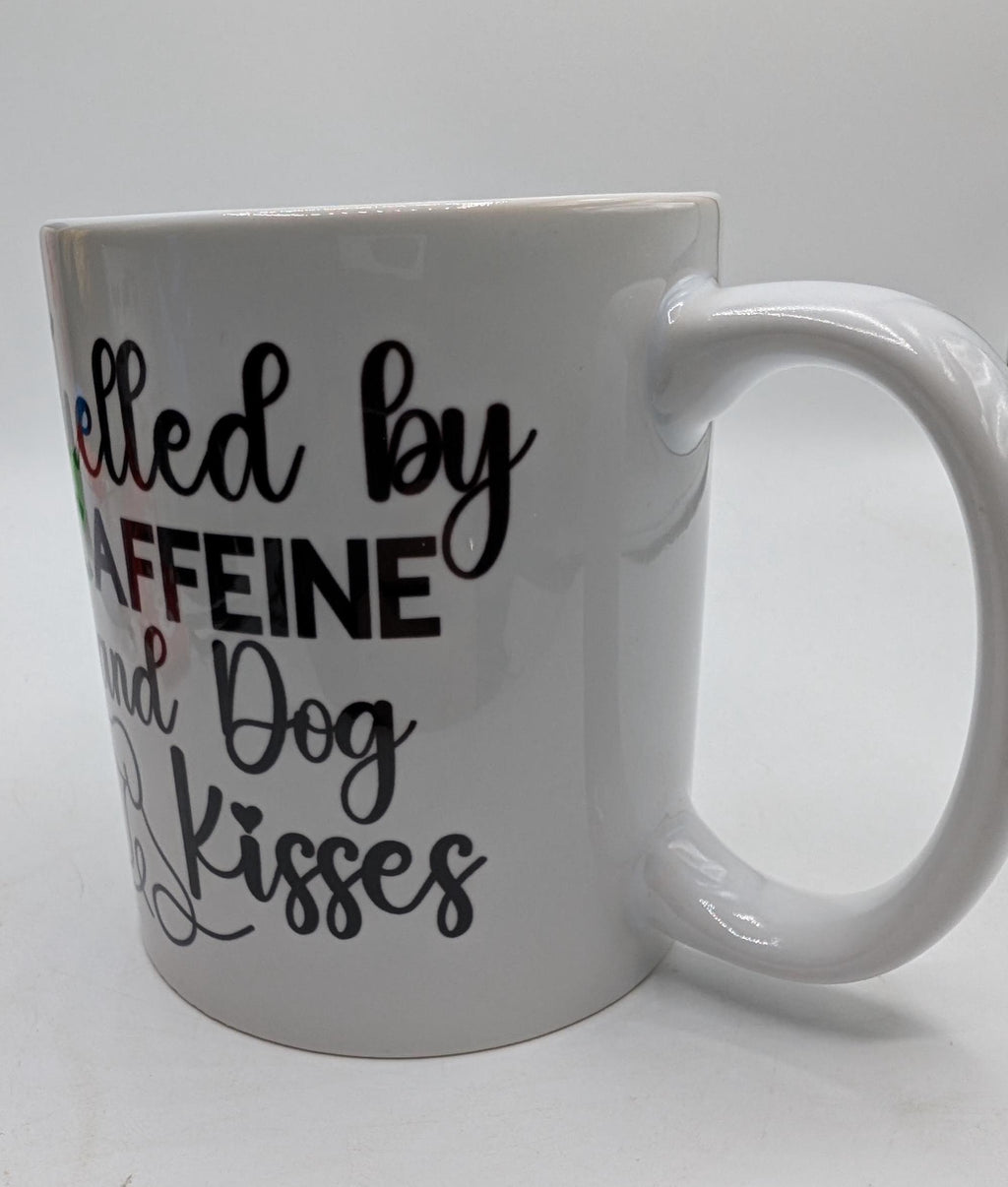 Dog Lover Mug, Fuelled by Caffeine & Dog Kisses, Gift for friend, Dog Kisses Coaster, Dog Tea Mug, Funny Dog Mug, Dog Mum Gift, Dog Dad Gift