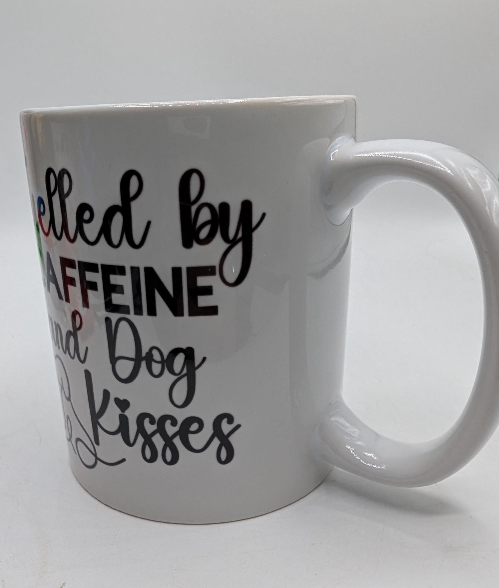 Dog Lover Mug, Fuelled by Caffeine & Dog Kisses, Gift for friend, Dog Kisses Coaster, Dog Tea Mug, Funny Dog Mug, Dog Mum Gift, Dog Dad Gift