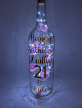 Personalised 21st Birthday Light Up Bottle, Rose Decor Gift, 21st Birthday Milestone Gift, Custom Light Up Bottle Gift, Present for Her 21st