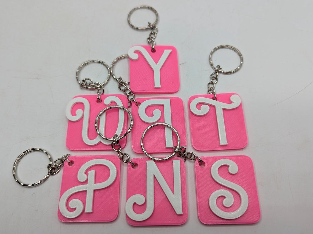 Large Initial Letter Keyrings, Alphabet Keyring, Letter Bag Tag, Initial Bag Charm, Party Bag Gift, Under 5 Pound, 2 Colour Initial Keyring