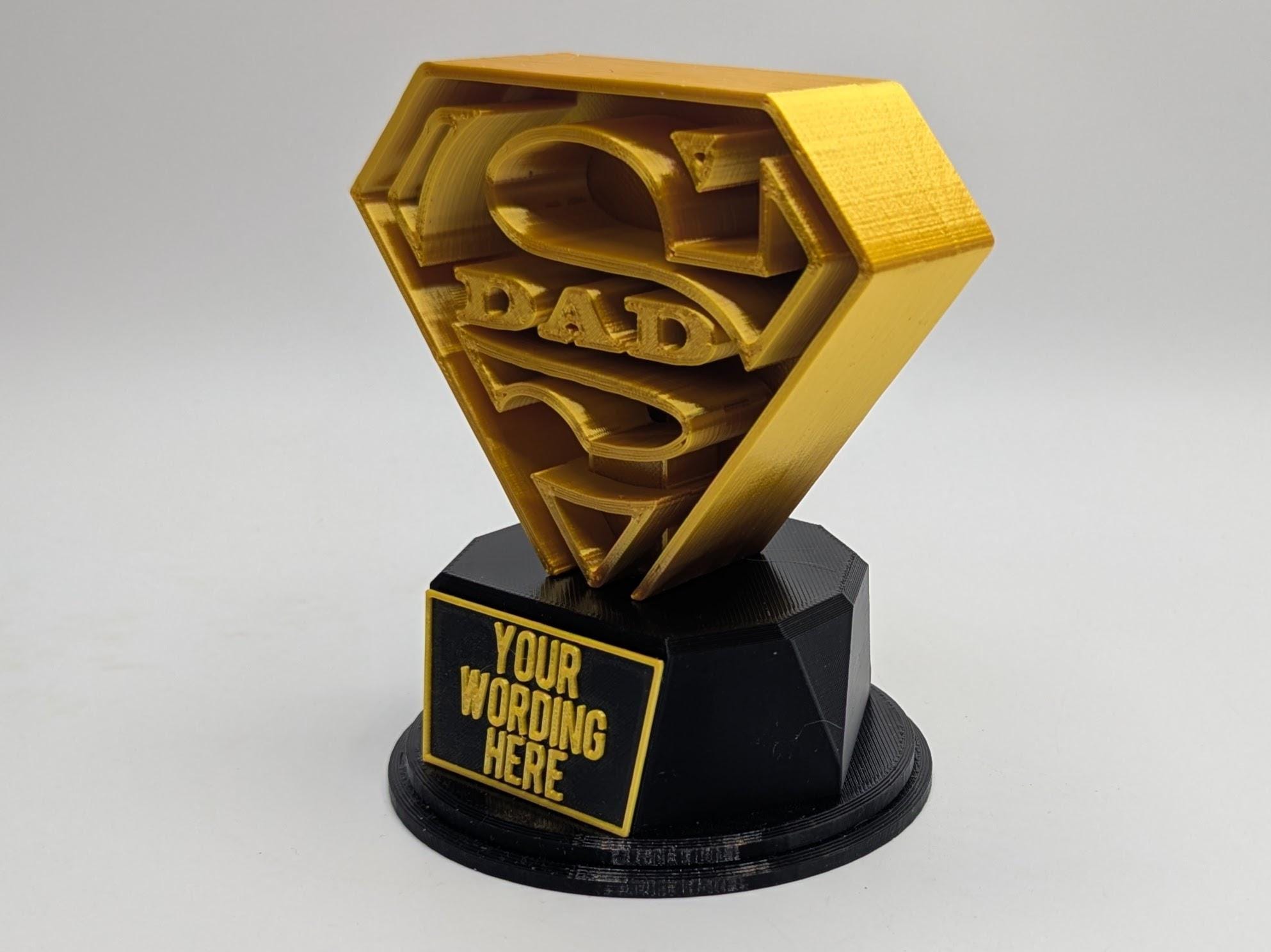 Personalised Super Dad Trophy, Dad Fun Trophy, Gift for Dad, Fathers Day Gift, Super Dad Award, Custom Dad Gift, Best Dad Gift, Dad Birthday