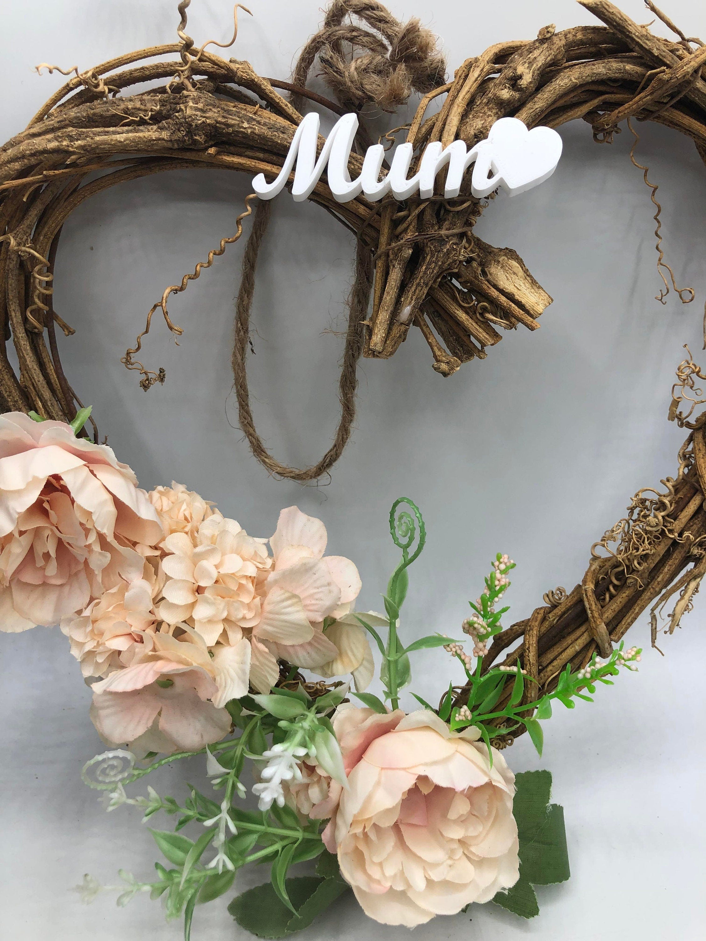 Heart Wreath Hanging Decoration, Beautiful Flower Heart Decoration, Heart Wreath, Carnation & Peony Flowers, Gift for Her, Gift for Friend