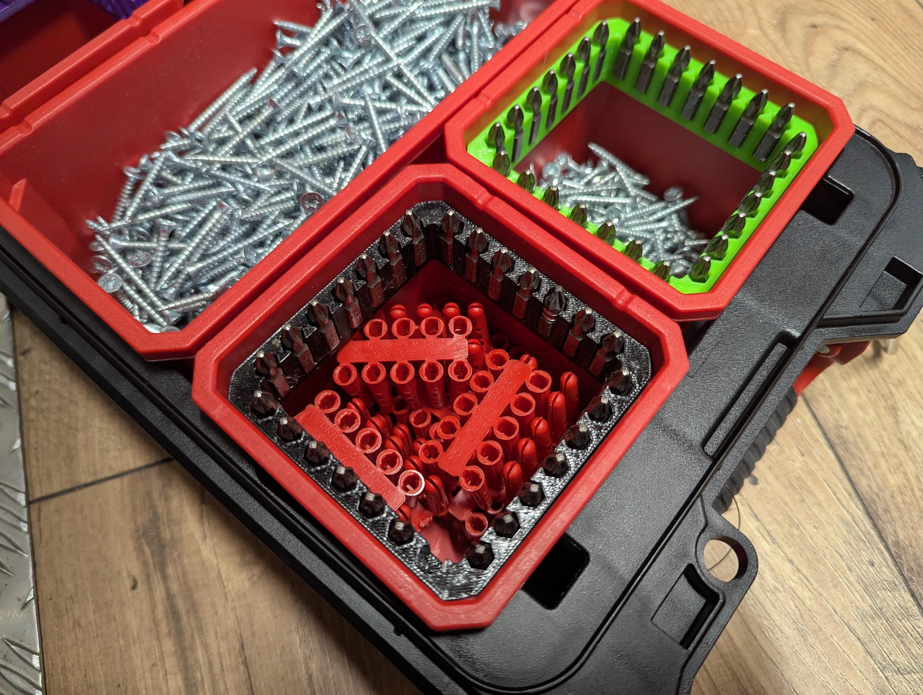 28 Hex Bit Holder Space Saving for Milwaukee Packout Organiser Case Containers, 25mm 1/4 Inch Hex Bit Holder for Packout Storage Container