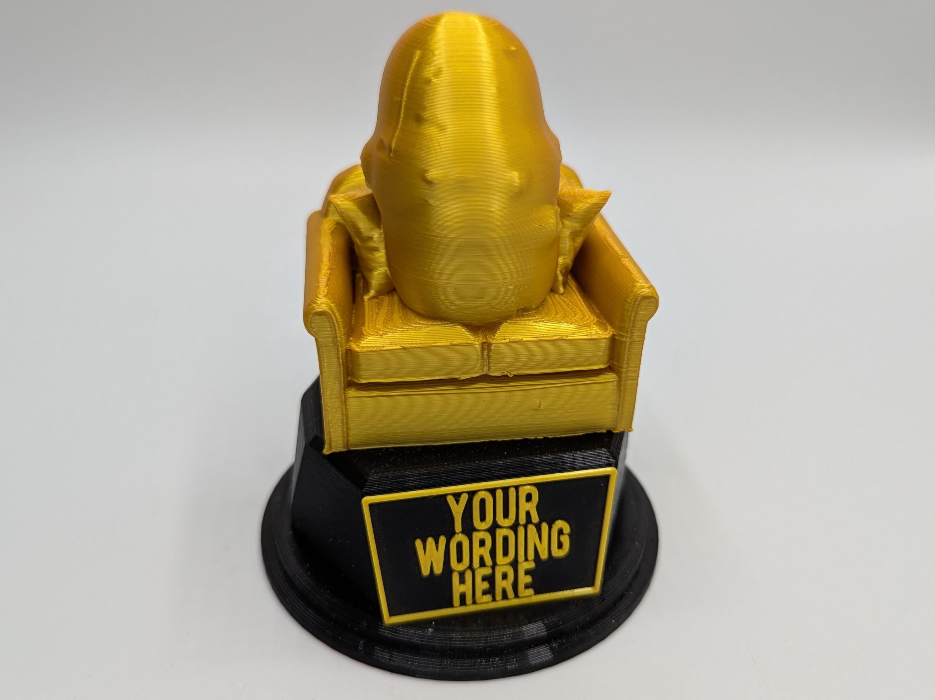 Personalised Couch Potato Trophy, Potato Trophy, Fun Office Award, Couch Potato Award,  Custom Trophy Gift, Couch Potato Gift, Potato Award