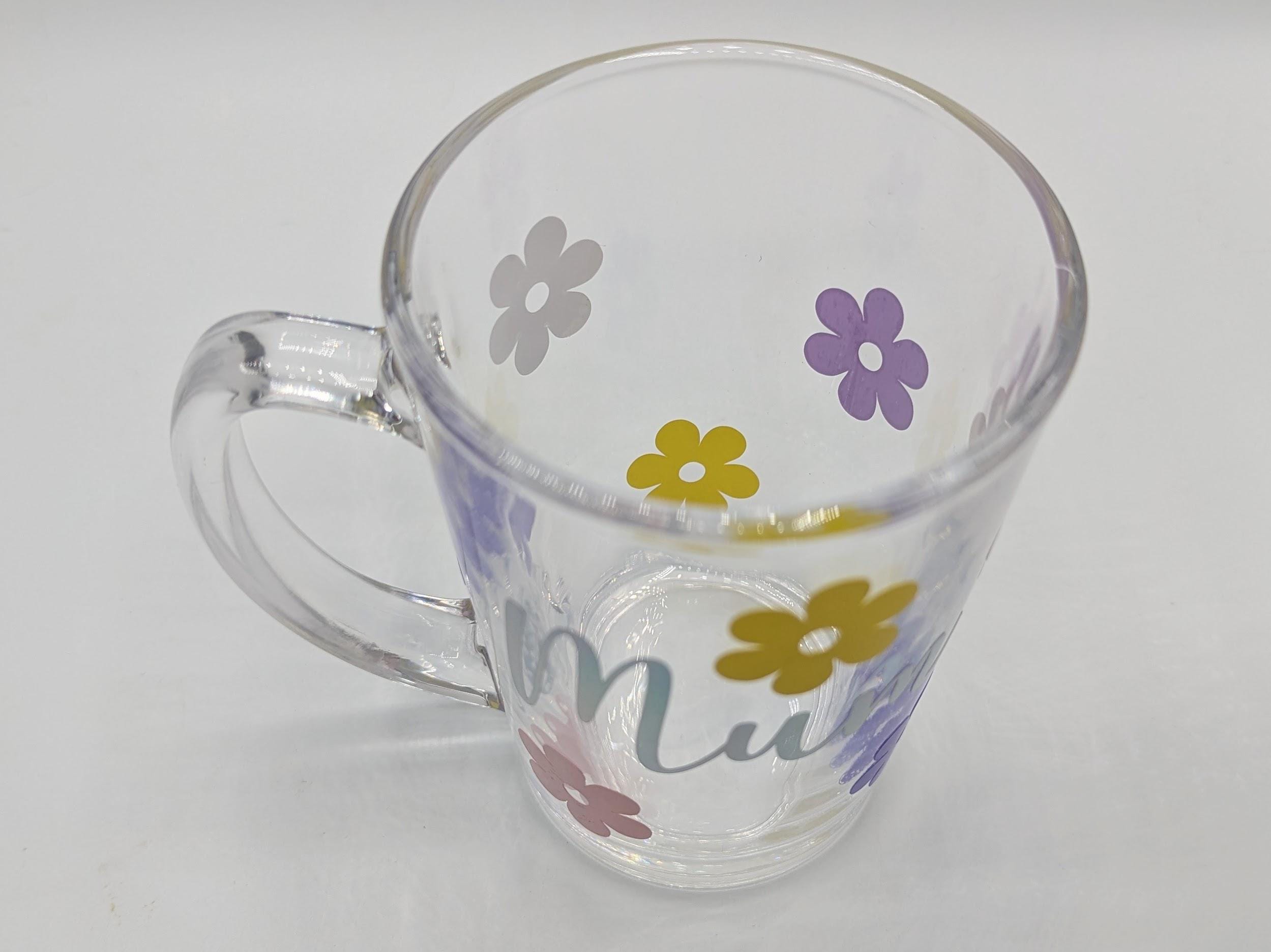 Personalised Flower Glass, Flower Glass Coaster, Gift for her, Mother's Day Gift, Gin Flower Glass, Prosecco Flower Glass, Flower Gift Mug