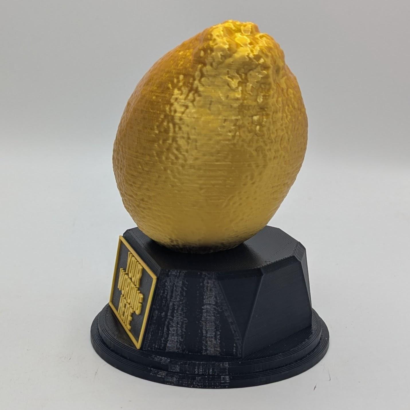 Personalised Lemon Trophy, What A Lemon Trophy, Golden Lemon Award, Custom Trophy, Lemon Gift , Funny Trophy, Lemon Lover, Office Trophy