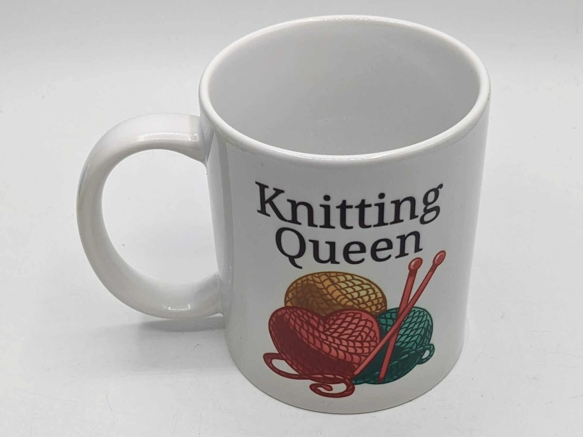 Knitting Queen Mug, Funny Gift for Knitter, Knitting Lover Gift, Gift for Knitter, Knitter Coffee Mug, Knitter Tea Mug, Yarn Lover Mug, Knit