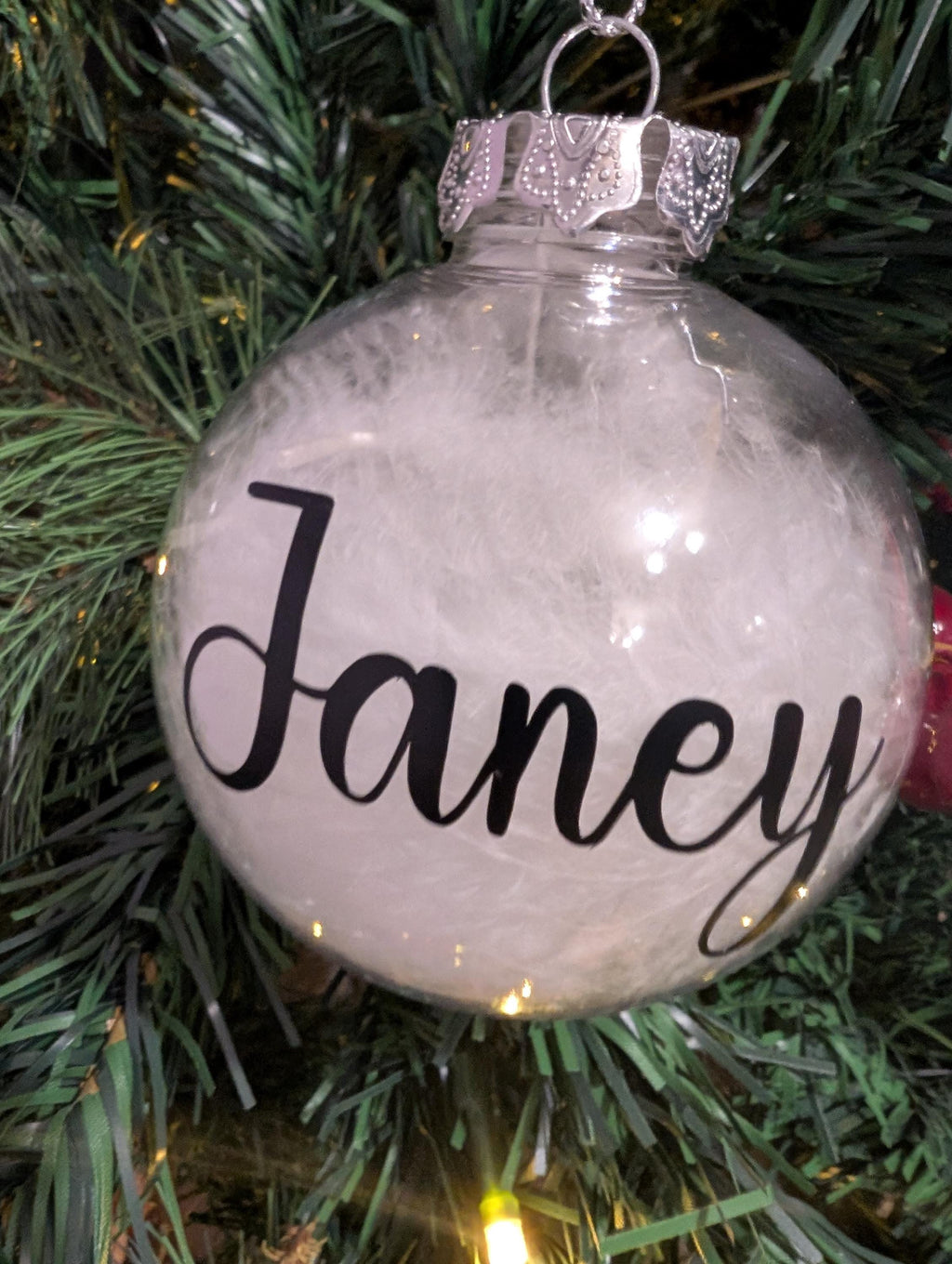 Personalised Christmas Bauble, Feather Bauble, Christmas Bauble Gift, Bauble Christmas Keepsake, Christmas Bauble Gift, Family Tree Baubles