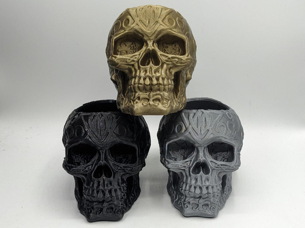 Celtic Skull Pen Pot, Skull Desk Tidy, Skull Storage Pot, Celtic Skull Desk, Gothic Pen Pot, Skull Gift, Skull Office Desk Tidy, Halloween