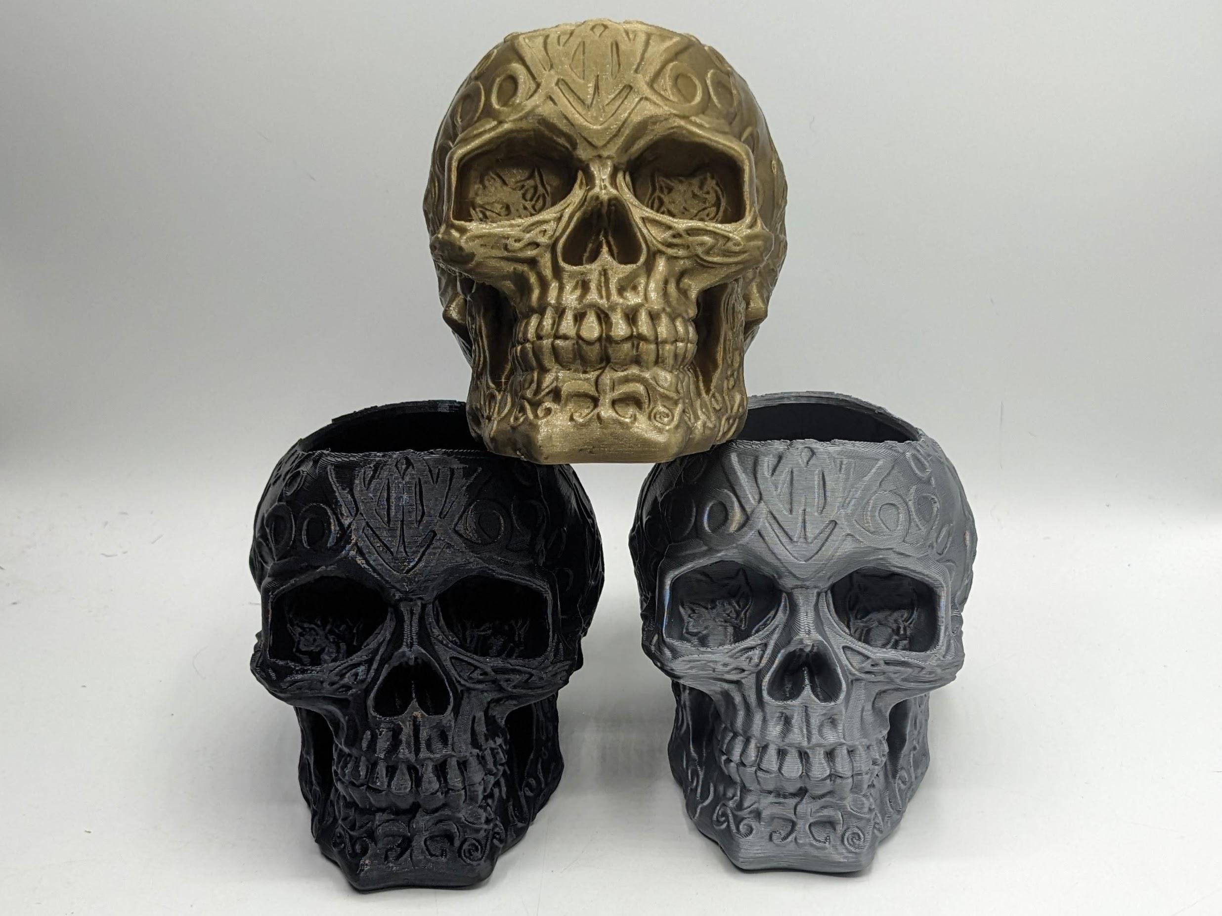 Celtic Skull Pen Pot, Skull Desk Tidy, Skull Storage Pot, Celtic Skull Desk, Gothic Pen Pot, Skull Gift, Skull Office Desk Tidy, Halloween