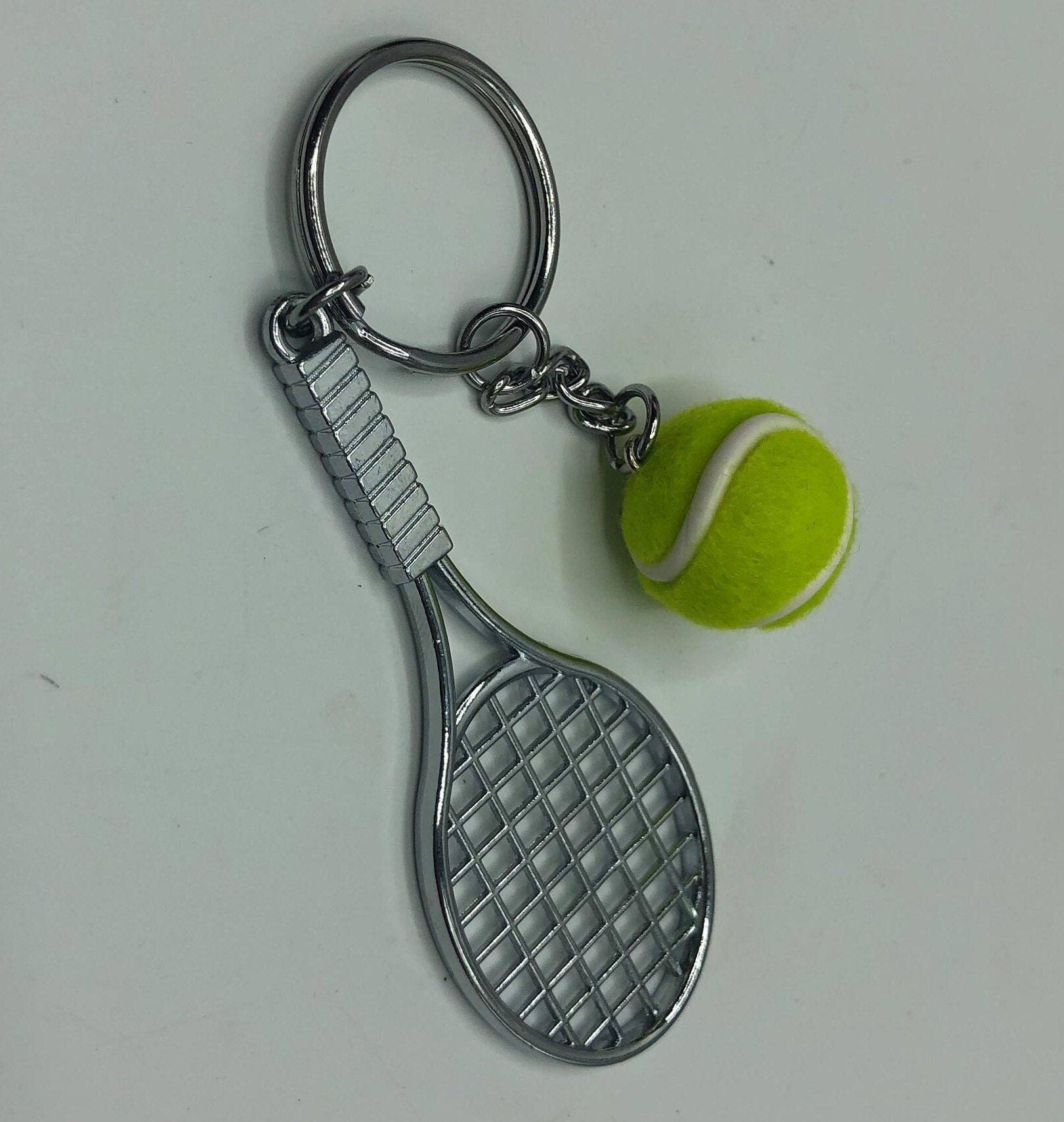 Tennis Racket and Ball Keyring / Tennis Player Gift / Tennis Player Gift / Sports Gift /  Secret Santa Gift / Tennis Keyring Gift / Tennis