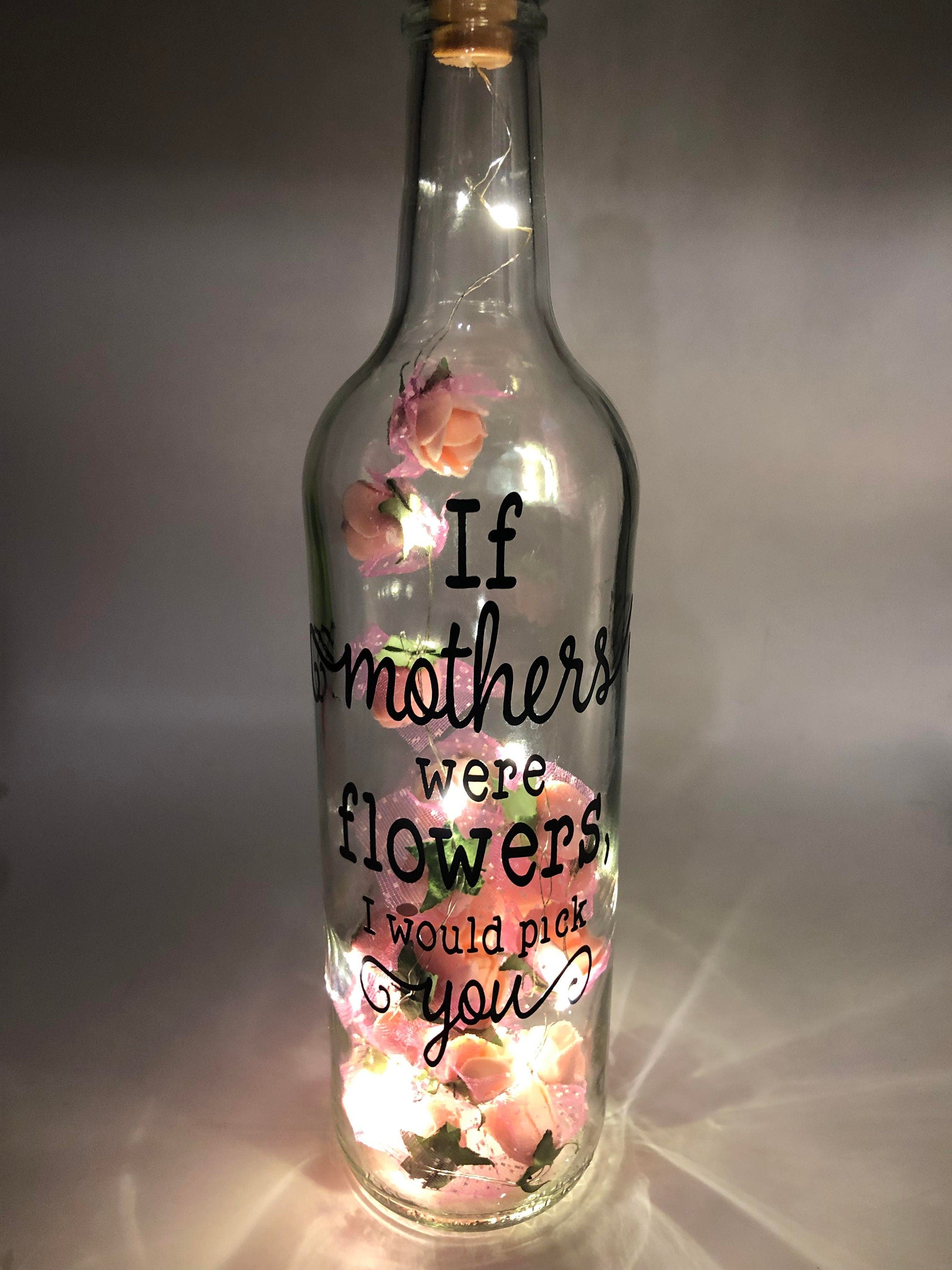 Mum Roses LED Light Up Glass Bottle, Mother's Day Gift, If Mothers were flowers Gift, Mum Christmas Gift, Gift for Mum's Birthday, Flowers