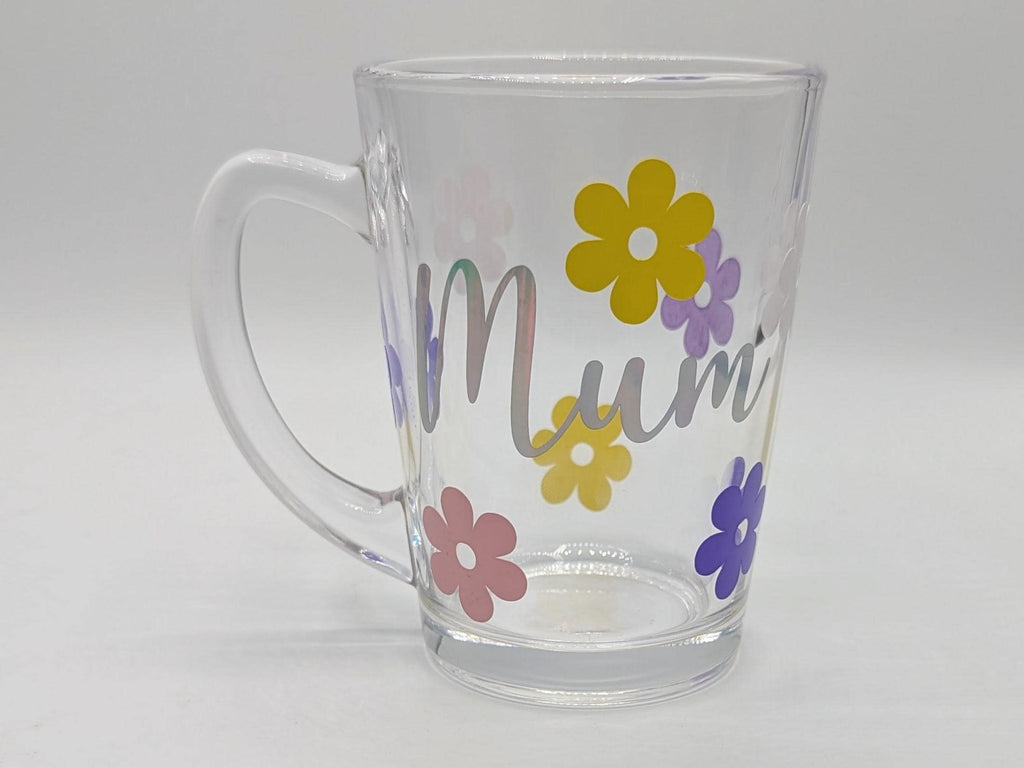 Personalised Flower Glass, Flower Glass Coaster, Gift for her, Mother's Day Gift, Gin Flower Glass, Prosecco Flower Glass, Flower Gift Mug