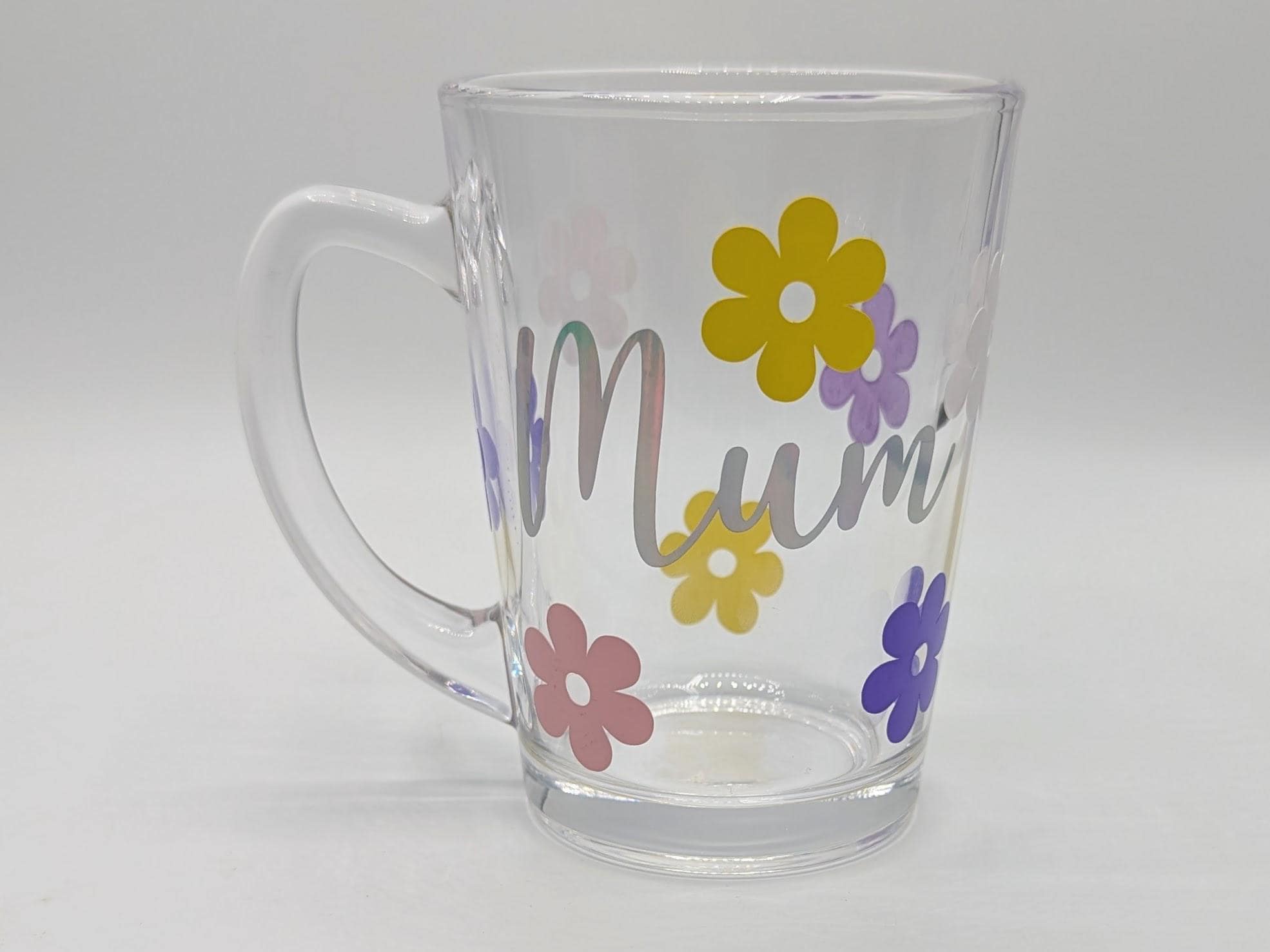 Personalised Flower Glass, Flower Glass Coaster, Gift for her, Mother's Day Gift, Gin Flower Glass, Prosecco Flower Glass, Flower Gift Mug